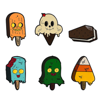 Vente en gros OEM/ODM d'usine : Épingles en émail personnalisées, badges Halloween crème glacée, épingles de revers monstre, épingles de chapeau en émail, articles en métal pour cadeaux