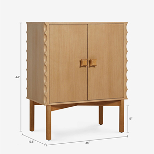 Credenza a <span class=keywords><strong>doppia</strong></span> <span class=keywords><strong>anta</strong></span> in rovere con arco ondulato in stile francese, design creativo con bordi 3D, <span class=keywords><strong>mobile</strong></span> contenitore in legno massello per uso domestico - Product Image 3