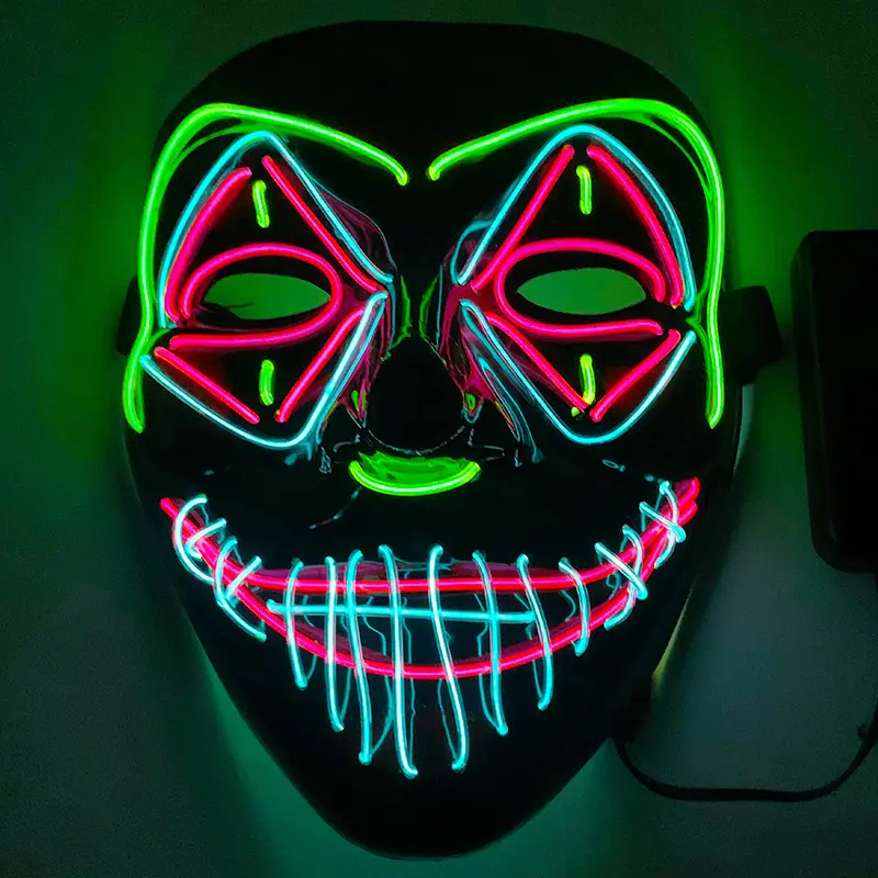Ustom-Máscara de miedo para Halloween, disfraz de awtooth que cambia de luz