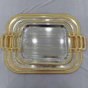 Bandeja de metal para servir, plato pequeño de 9,5 pulgadas para comida, queso, pan, bandeja redonda de acero inoxidable para servir, bandeja de exhibición - Product Image 1