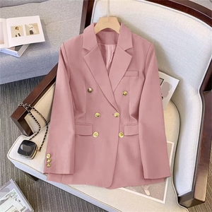 Manteau décontracté d'affaires pour femmes bureau dame avant-gardiste <span class=keywords><strong>avec</strong></span> garniture boutonnage tricoté motif solide bouton ample <span class=keywords><strong>costume</strong></span> hauts vêtements - Product Image 2
