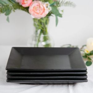 Ensemble d'assiettes carrées en céramique <span class=keywords><strong>noire</strong></span> de 10 pouces Grandes assiettes de service en <span class=keywords><strong>porcelaine</strong></span> pour Steak Pâtes Pizza - Product Image 2