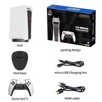 Console de jeu TV M5 4K 3D PS 5 64G/128GB avec manette sans fil 2.4GHz, Android Quad-core, prise en charge de 2 joueurs, affichage HD TV, 15000 jeux