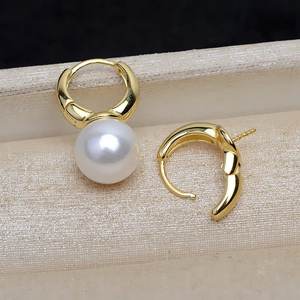 Pendientes de Plata S925 para Mujer con Perla Simple, Accesorios DIY, Bandeja Vacía para Incrustar, Hebilla Nueva Semiterminada, Elegantes Pendientes de Perla - Product Image 3