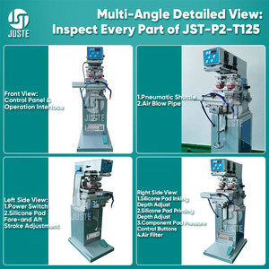 Macchina tampografica a doppia testa stampante a tampone verticale con scarico a 2 colori per bicchieri da birra nastro in Nylon quadrante dell'orologio con manico in legno - Product Image 6