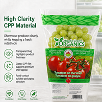 Fabrikant aangepaste logo transparante plastic verpakkingen voor groenten en fruit, wicketzakken, food grade CPP trapezium sla zakken