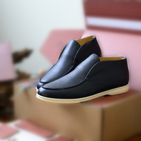 Mocassins originaux pour hommes en cuir véritable style Old Money, mi-hauts, à enfiler, semelle blanche