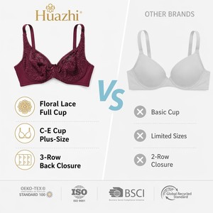 Spitzen-BH für Damen in Übergröß<span class=keywords><strong>e</strong></span>, Vollschalen-BH, Minimizer, Push-up, Stützender Set, dünn geformte Seiten, glättend, bis Größ<span class=keywords><strong>e</strong></span> 48E - Product Image 3