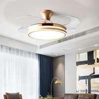 Ventilateur de plafond LED moderne et simple, grand modèle, à fréquence variable, avec lampe invisible, pour chambre à coucher, salon, lustre électrique domestique