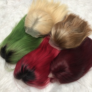 Perruques Bob Cheveux Raides avec Fermeture Frontale en Dentelle, Perruque Cheveux Humains <span class=keywords><strong>Blondes</strong></span> 613 avec Mèches, Perruque Courte Noire Personnalisable - Product Image 3