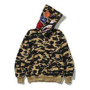 Sudadera con capucha de camuflaje versátil de la marca de moda Shark con bordado para hombre y mujer, chaqueta con doble capucha y cremallera B@pe para parejas - Product Image 4