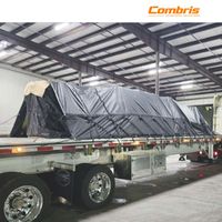 Lona de paracaídas negra de 3 piezas para plataforma plana - Vinilo de 14 oz en la parte superior y 6' de caída con pieza final de 20' x 20' y pieza central de 20' x 18'