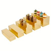 5 Stück Gold Acryl Rechteckige Display Riser Boxen Kuchen Dekorieren Zubehör für Catering Dessert Buffet Tisch Hochzeiten Partys