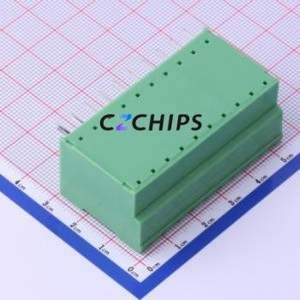 KF2EDGRH-5.08-2*10P Plug-in Terminal Block Bent Lead Through Hole,P=5.08mm Board-to-Board / Socket - Closed 2x10P 5.08mm Green - Product Image 2