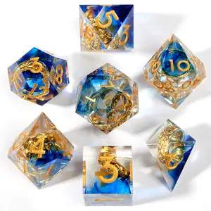 Hot selling custom dice set with blue ring dice suitable for role-playing RPG DND game dice set