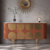 Meuble d'entrée en marbre de luxe italien, console haute en pierre frittée, buffet pour villa, couloir, salon