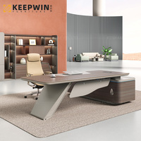 Mobilier de bureau luxueux pour PDG Bureau de table en forme de L avec lampe à commande vocale