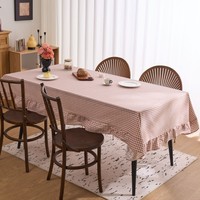 Nappe à carreaux géométriques imprimée pour salle à manger, tissu de nappe personnalisé avec broderie en dentelle pour événements et fêtes