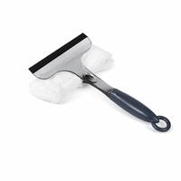 Nettoyeur de vitres et raclette 2-en-1 avec tampon en microfibre pour nettoyeurs de vitres