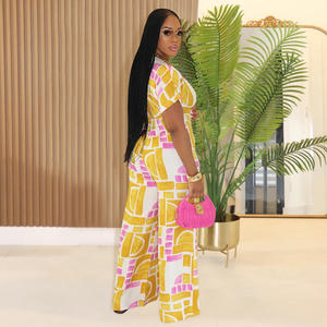 Combinaison <span class=keywords><strong>de</strong></span> fitness d'été pour femmes imprimé fleuri coloré licou cravate dos nu fête Club combishorts femmes - Product Image 3