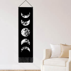 Tapisserie murale avec des Phases, du soleil et de la lune, noire, impression HD, décoration psychédélique - Product Image 3