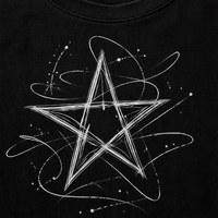 T-shirt à manches longues en coton épais personnalisé, motif étoile graffiti, épaules tombantes, col rond, délavage vintage, streetwear, OEM, marque privée