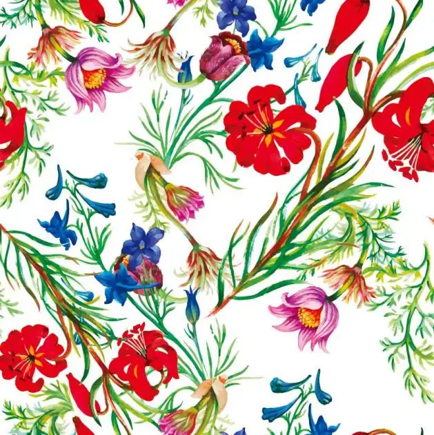 चीन से अनुकूलित मुद्रित फूल पोशाक पैटर्न कम MOQ 100% रेशम सामग्री कपड़ा