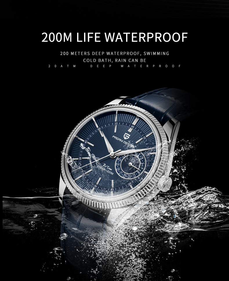 PAGANI DESIGN Top Brand Men Quartz Wristwatches Fashion Sapphire Glass Business Watches Waterproof Genuine Leather Watches