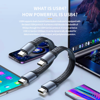 Kabel Data typc-c, 240W PD 8K/60Hz 40Gbps logam tembaga murni USB 4.0 TYPE-C pria pengisian daya Cepat datar