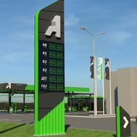 Pylône publicitaire numérique LED pour station-service avec affichage des prix et indication directionnelle, étanche IP65
