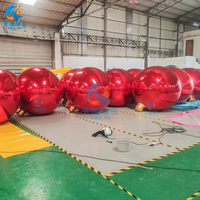 Ballons Métalliques PVC Double Couche Géants Rouges Brillants Gonflables Effet Miroir Imperméables pour Décoration Extérieure de Jardin - Grande Vente