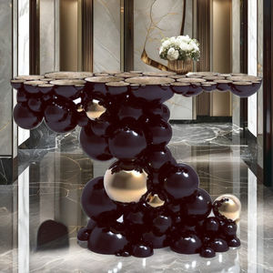 <span class=keywords><strong>Table</strong></span> <span class=keywords><strong>Console</strong></span> en Acier Inoxydable Sculpté à la Main de Design Moderne et Contemporain Haut de Gamme Laqué Noir avec Accents Dorés pour Décoration de Maison et Villa - Product Image 1