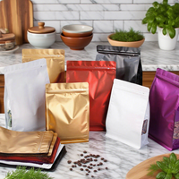 Sachet de café personnalisé avec logo, fond plat, 250g, 500g, 1kg, avec fermeture éclair et valve, fenêtre, type stand-up, sac en plastique pour thé et café