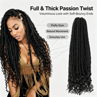 Goddess Extensions de cheveux en vrac pour tresses au crochet, en fibre haute température douce, ondulation naturelle, 20 mèches, style Faux Locs