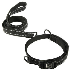 Hondenhalsband en riem met puppy cut stijl, reflecterend stippenpatroon, lintversiering, 100% nylon, waterdicht. - Product Image 1