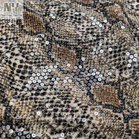 Tissu en maille extensible Nanyee Textile, couleur café mariage, 5 mm, paillettes brillantes transparentes, broderie, imprimé serpent, en poly tricoté