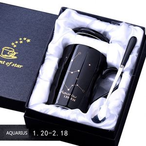 Taza de constelación creativa con tapa, cuchara, taza de té de agua de cerámica, taza de regalo con logotipo personalizado/ - Product Image 5