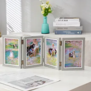 Ba Bên Hình Ảnh Bằng Gỗ Khung Đu Bảng 6 "7" 8 "Hai Mặt Gấp Khung Ảnh Hai Quad Liền Hình Ảnh Khung - Product Image 2