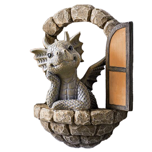 Statuette de dragon miniature créative, objet décoratif exquis en résine pour les portes et les fenêtres, design mignon - Product Image 2