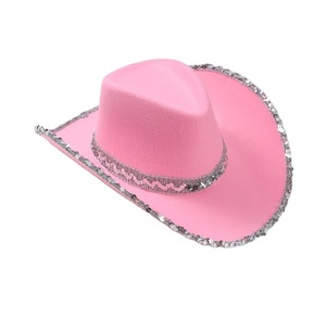 Rose Sequin clignotant Cowboy chapeau Cowgirl Halloween Cosplay robe accessoire extérieur plage fête caractère Style complet rose - Product Image 6