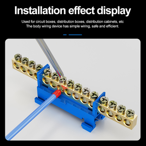 <span class=keywords><strong>Base</strong></span> de terminal de riel YHKJ 6*9; Terminal de cobre de conexión a tierra; Tira de terminales extendida tipo puente alto de nailon europeo de gran corriente - Product Image 4