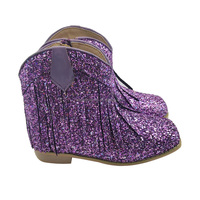 Bottes d'hiver pour filles en PU scintillant de haute qualité, couleur personnalisée, semelle en caoutchouc, avec pompon
