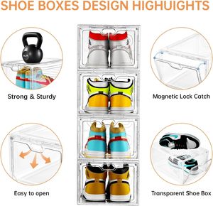 Caja de Almacenamiento de Zapatos Plegable, Transparente, Apilable, de un Solo Nivel, para Ahorrar Espacio en el Armario, para Zapatos Deportivos - Product Image 3