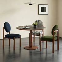 Chaise de salle à manger avec dossier, structure en bois de frêne massif, revêtement en tissu texturé, style minimaliste Japandi, chaise d'appoint rembourrée pour la salle à manger à domicile