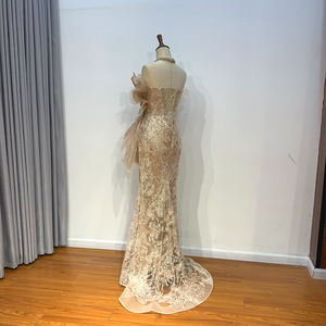 Robe <span class=keywords><strong>de</strong></span> soirée à paillettes <span class=keywords><strong>de</strong></span> luxe couleur or dubaï femmes longues robes <span class=keywords><strong>de</strong></span> soirée sirène Costume <span class=keywords><strong>de</strong></span> scène Lsmz06 - Product Image 2