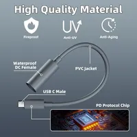 Cable de Extensión DC5521 de 18CM, Entrada de Alimentación Máxima de 100W, Cable de Extensión USB C a DC Resistente al Agua, Reemplazo Portátil para Starlink Mini
