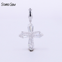 Pendentif Croix Hip Hop Vintage Starsgem, Diamant de laboratoire 1,5 ct D VS, Or massif 10K plaqué rhodium, Hexagonal, pour Mariage et Fête