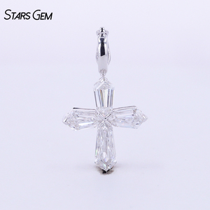 Pendentif croix Starsgem style hip-hop vintage, diamant de laboratoire 1,5 ct DEF VS, or massif 10K, bijoux unisexe - Product Image 4