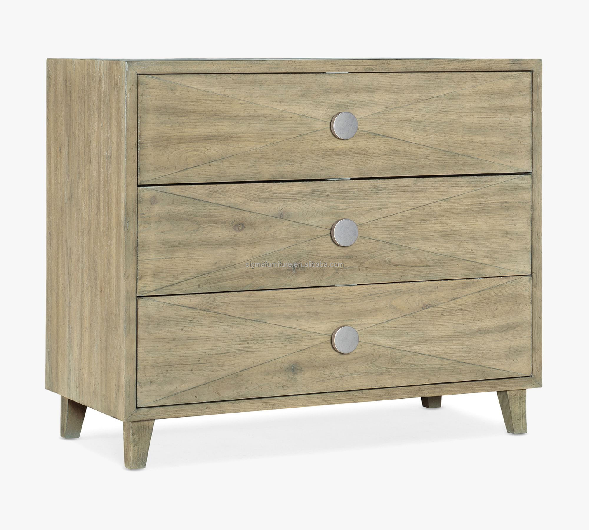 Farmhouse solid wood 3-drawer dresser storage bedside table bed side nightstand