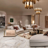 Proveedor de Muebles, Juego de Sofás de Lujo Italianos en Forma de C, Tapizados en Tela Beige, para Villa